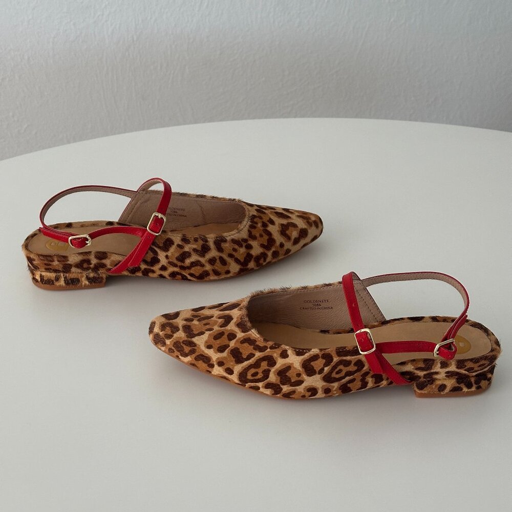 Bared Footwear Calf-Hair Leopard Print Flats